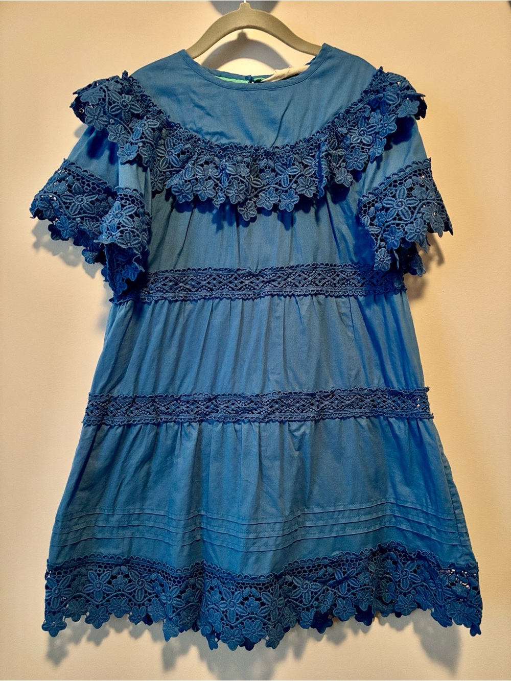 Mini Biden blue lace ruffle dress 6-7